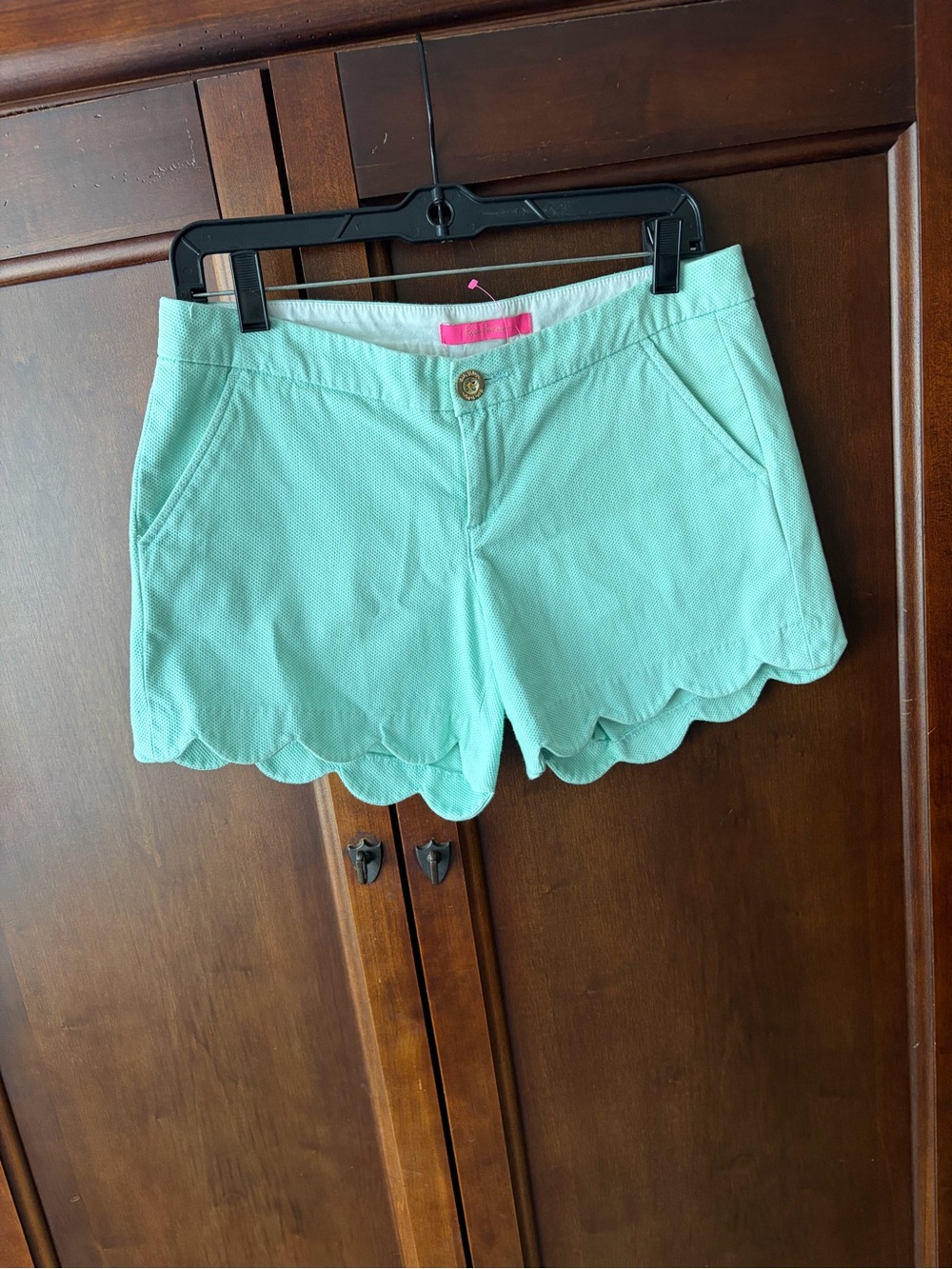 Lilly Pulitzer aqua  Scallop Hem High Waist Shorts